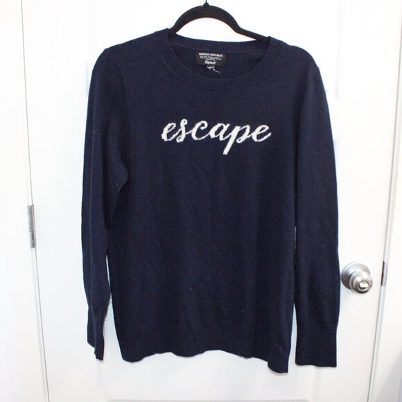 Banana Republic Sweaters - Banana Republic Navy Crewneck Sweater with 'escape' Script